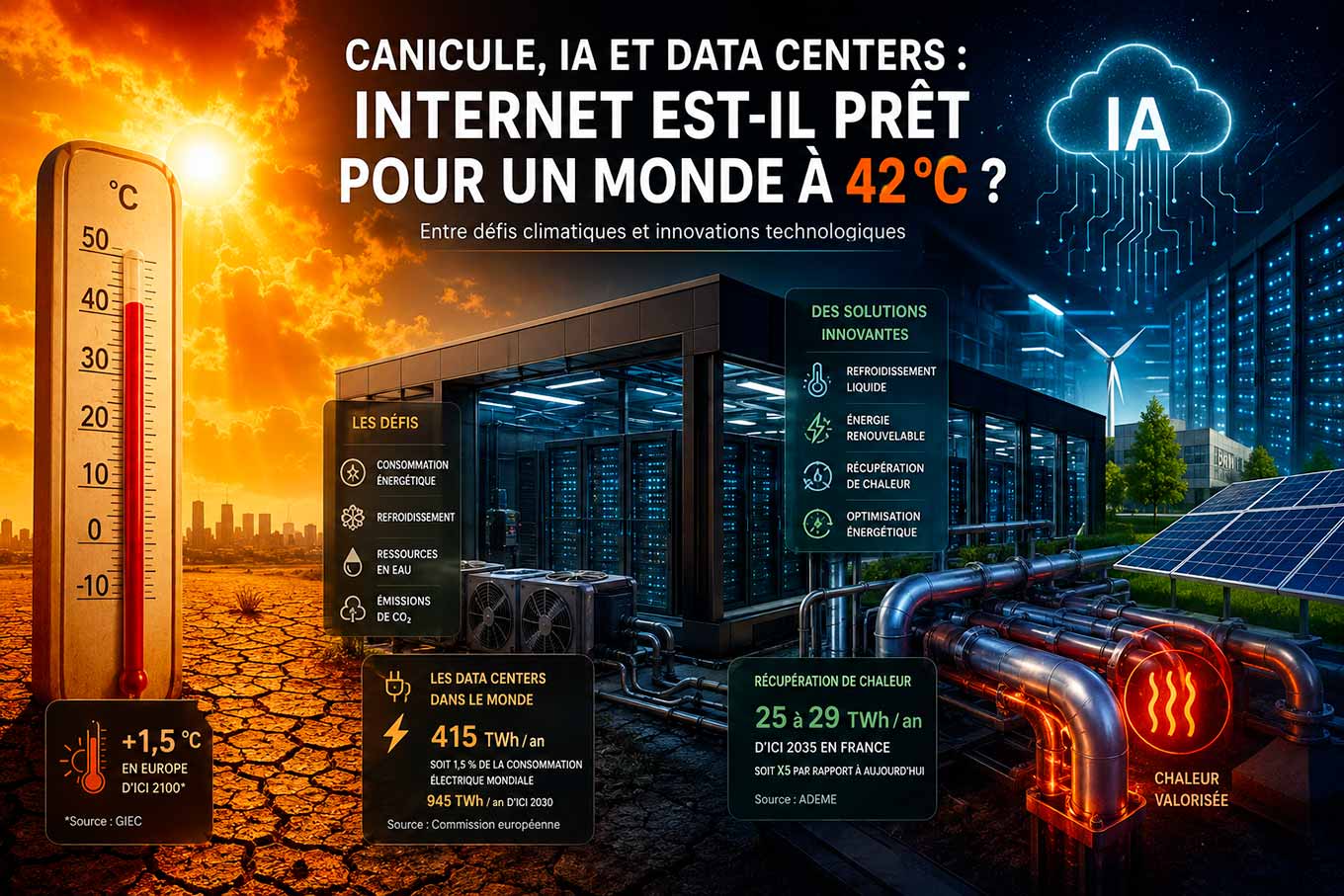Canicule, IA et data centers : Internet est-il prêt pour un monde à 42 °C ?